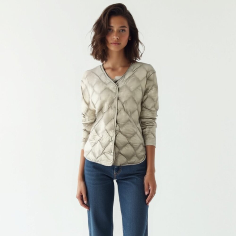 Uniqlo Light Beige Quilted Puffer Jacket